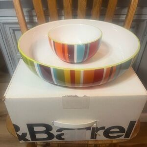 Crate&Barrel Multicolor Striped Bowl Set- new with tags